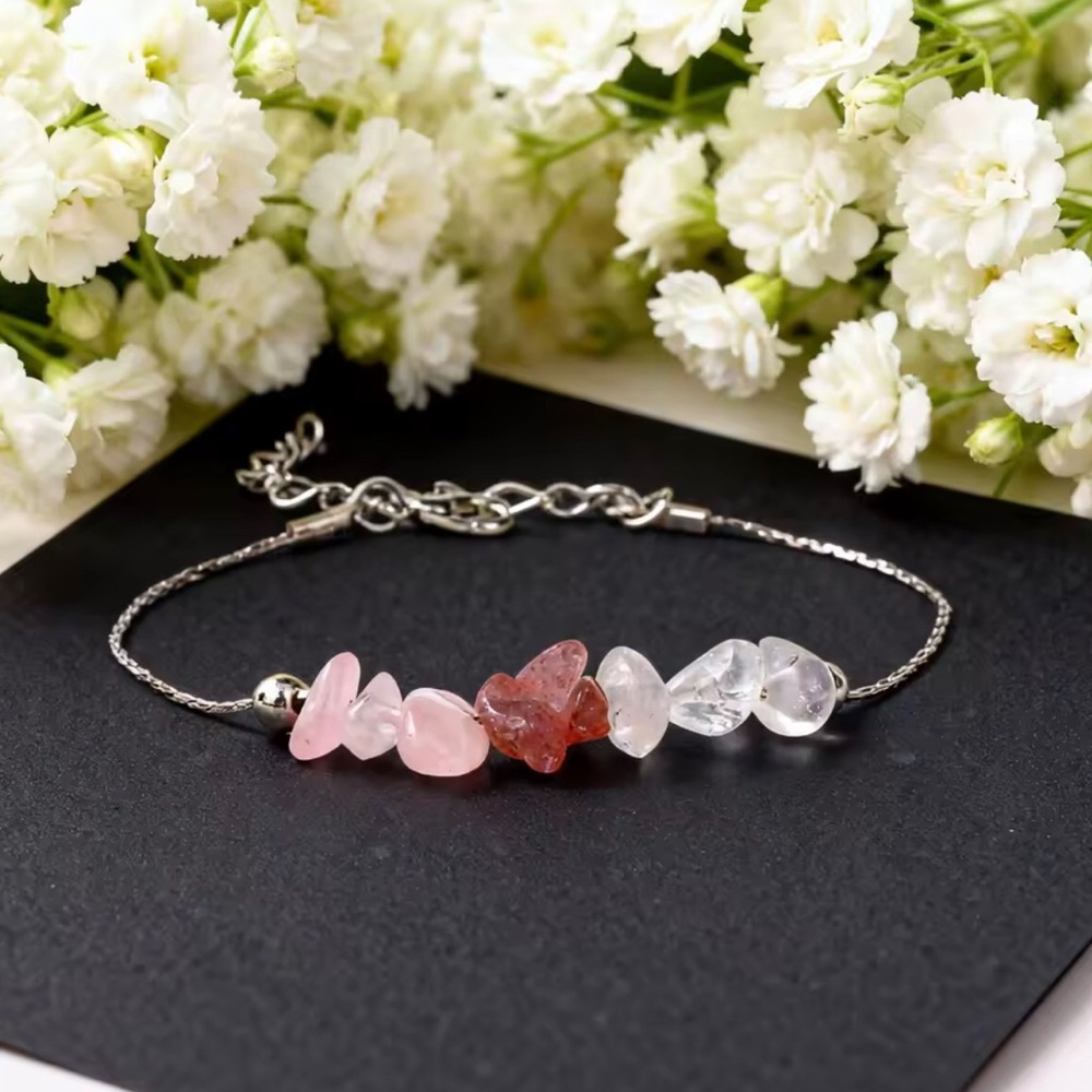 Serene Pink & Clear Crystal Bead Bracelet
